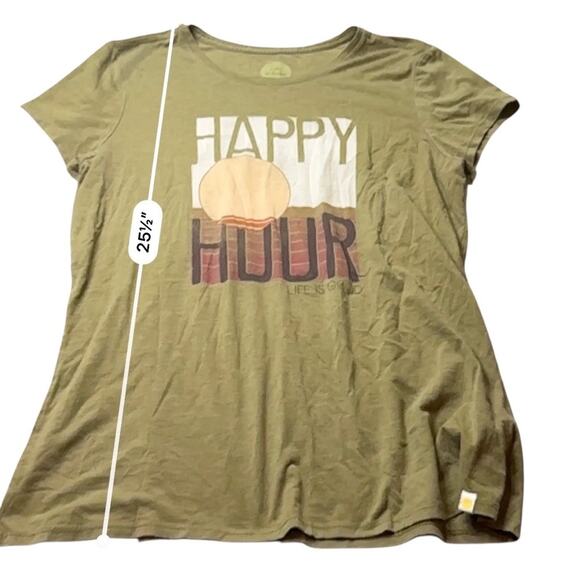 Life Is Good Green Happy Hour & Blue Sea La Vie Short Sleeve Tees Size large - Picture 13 of 14